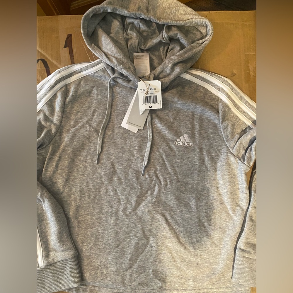 Adidas cropped gray hoodie